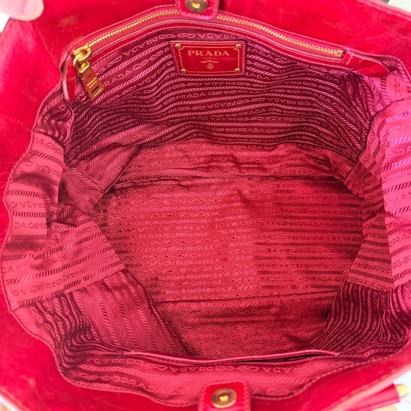 Authentic PRADA Vitello Shine Rubino Leather Shopper Tote Bag - Picture 4 of 8